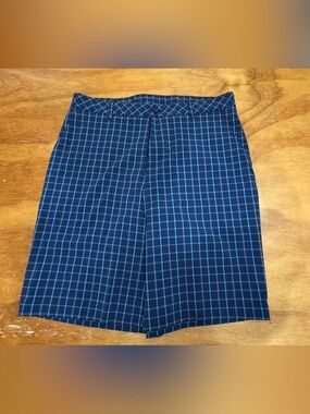 bolle Navy and Light Blue Checked Flat Front Men’s Shorts